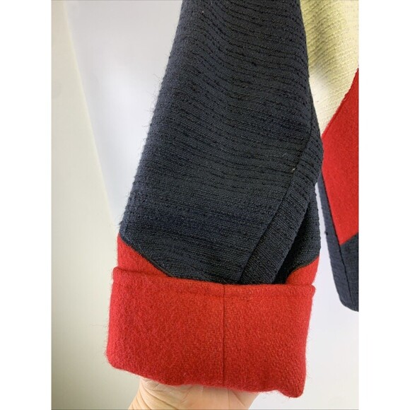 Parsley And Sage Button Jacket Collared Black Red Colorblock Pocket Womens Large - Picture 2 of 13
